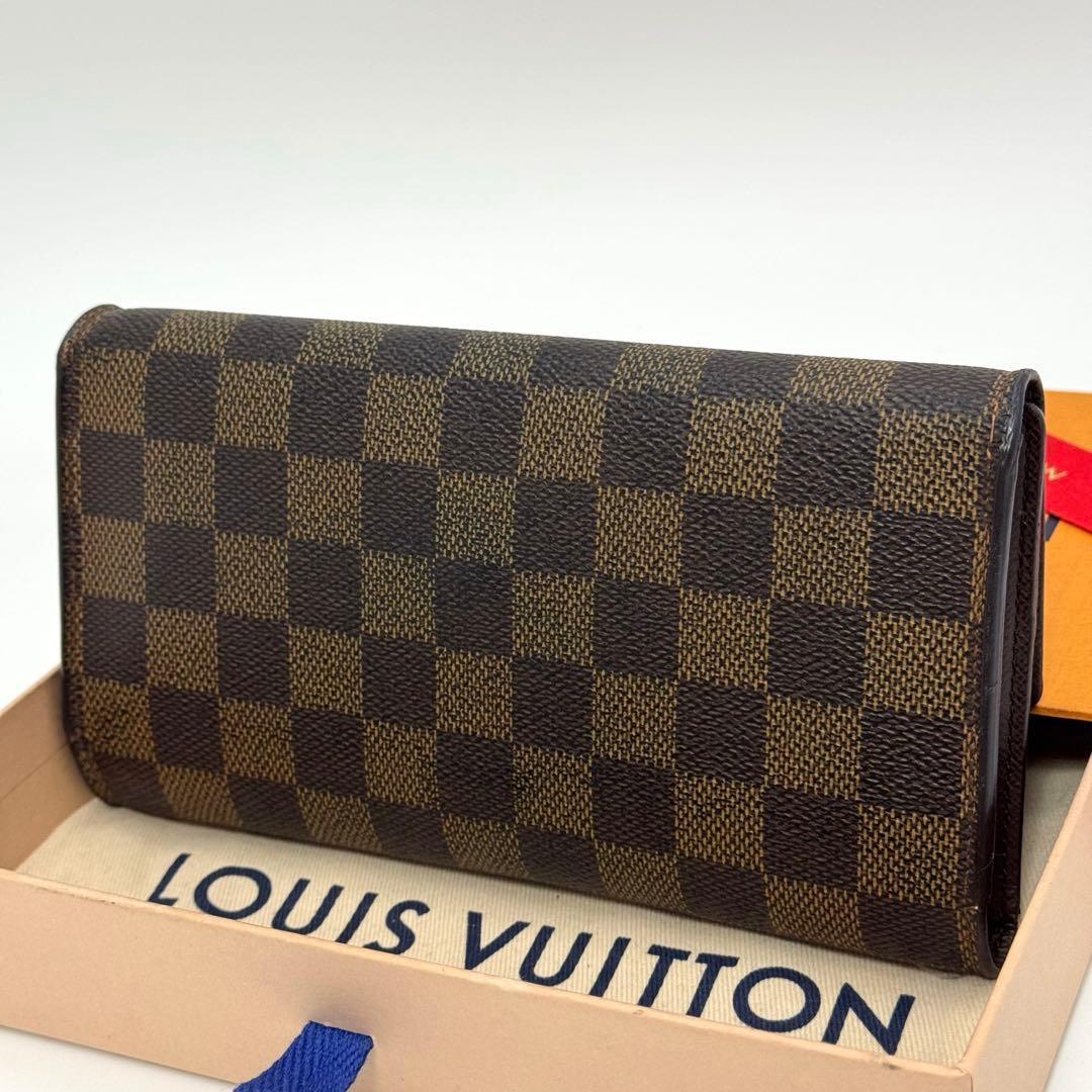 【新型】ルイヴィトン　ダミエ　エベヌ　インターナショナル　三つ折り財布　長財布