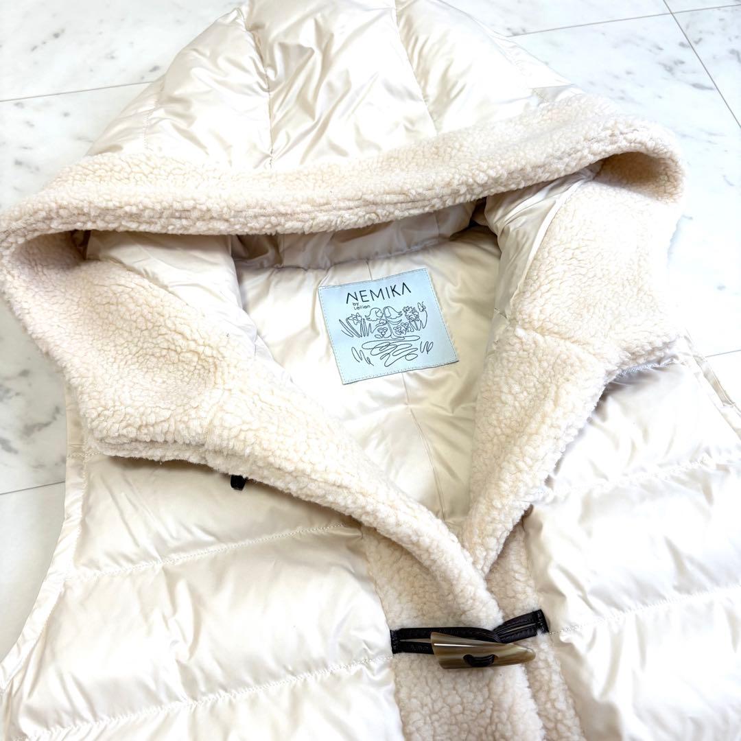 美品 レリアン ネミカ NEMIKA ボアダッフルダウンベスト フード 13号