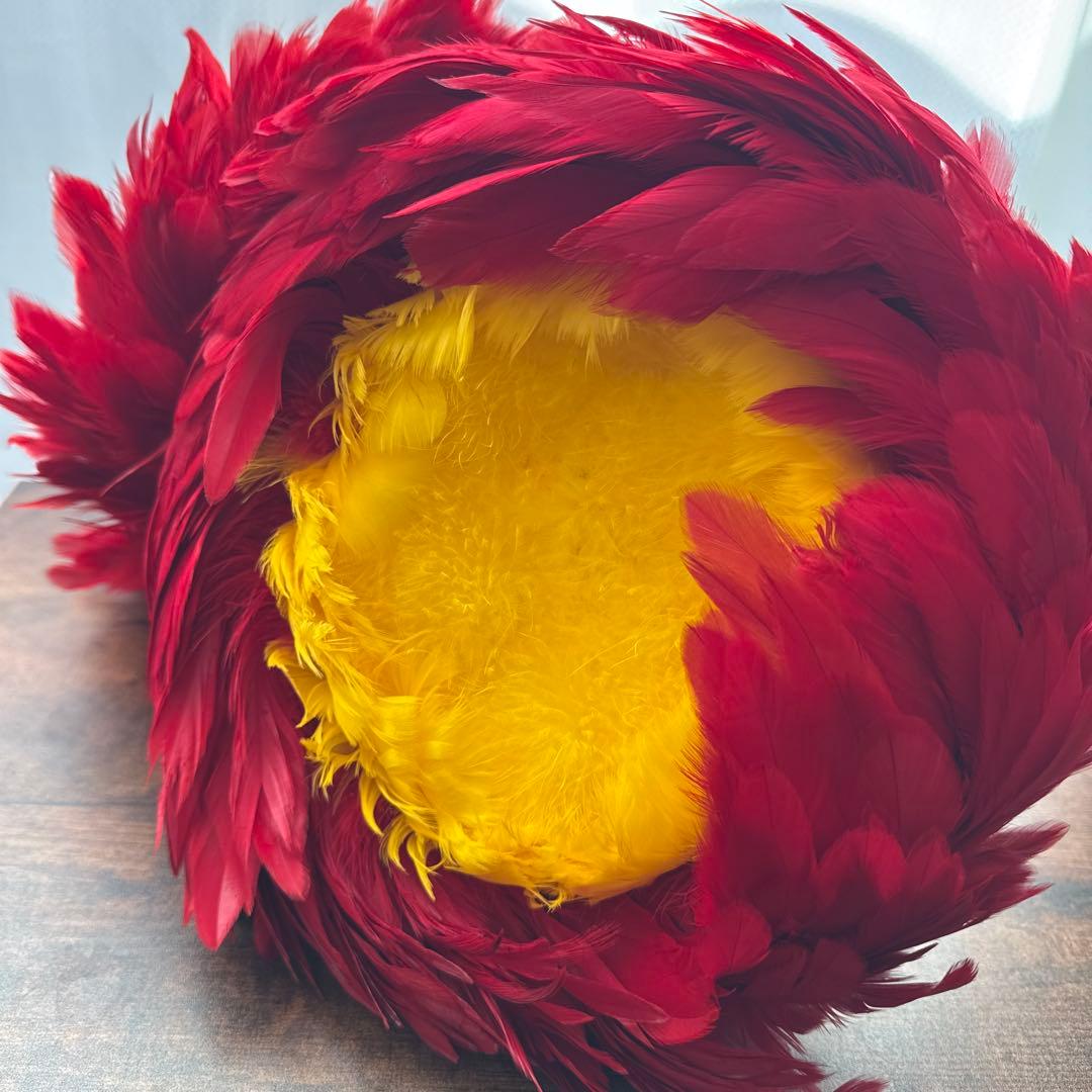 フラダンス用赤黄色羽毛楽器ウリウリ2点セット 入れ物付き