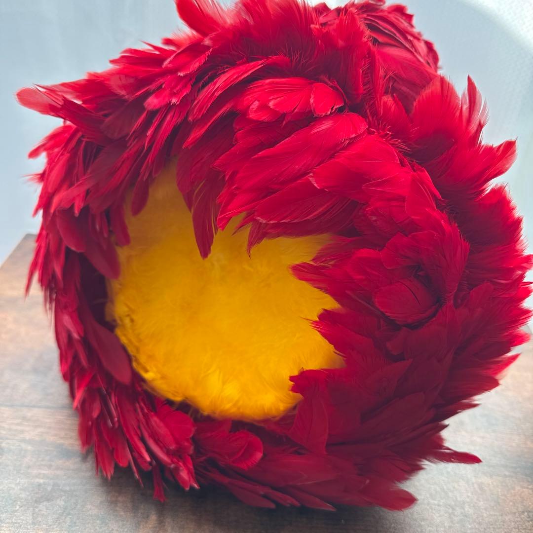 フラダンス用赤黄色羽毛楽器ウリウリ2点セット 入れ物付き