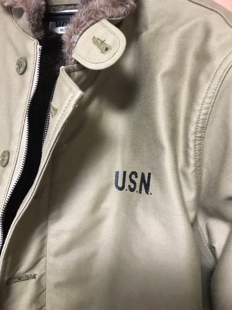 ヒューストン　USN U.S.NAVY ファー襟 ミリタリージャケットXXL美品