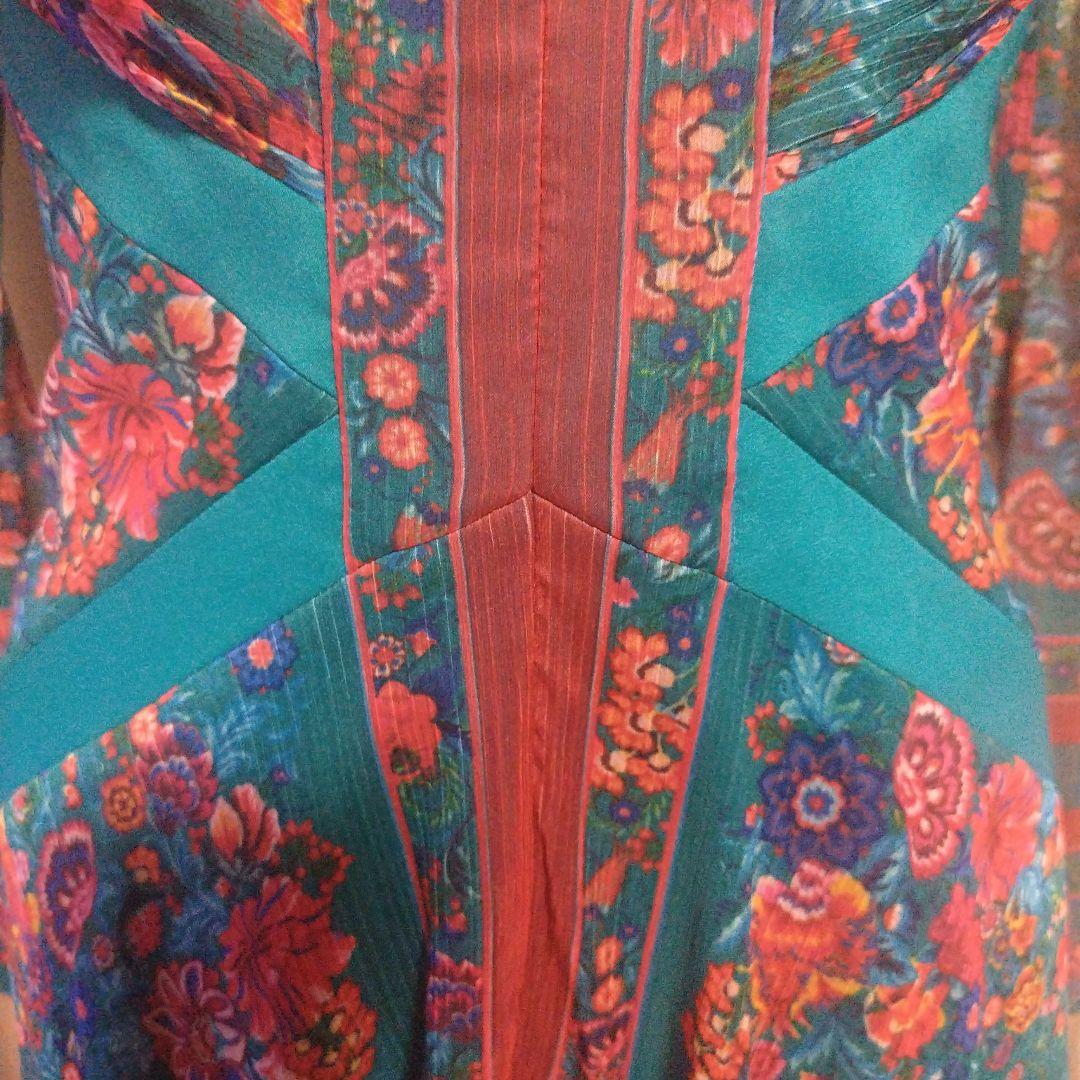 TADASHI SHOJI ターコイズ 花柄 長袖 ワンピース