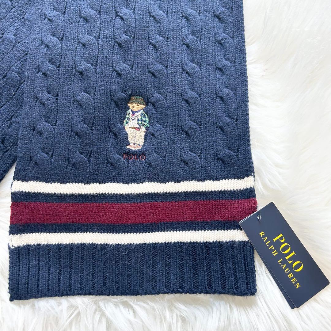 POLO RALPH LAUREN マフラー　ポロベア　ベア　刺繍　ネイビー