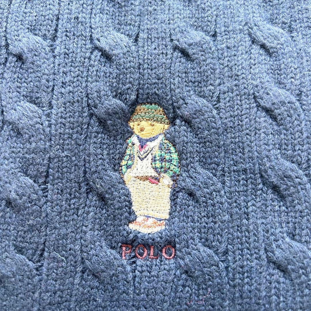 POLO RALPH LAUREN マフラー　ポロベア　ベア　刺繍　ネイビー