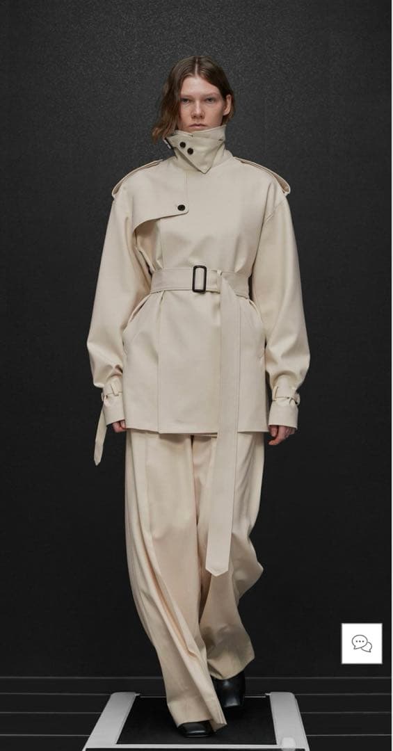 【HYKE(ハイク)】FLANNEL SHORT TRENCH COAT ベルト