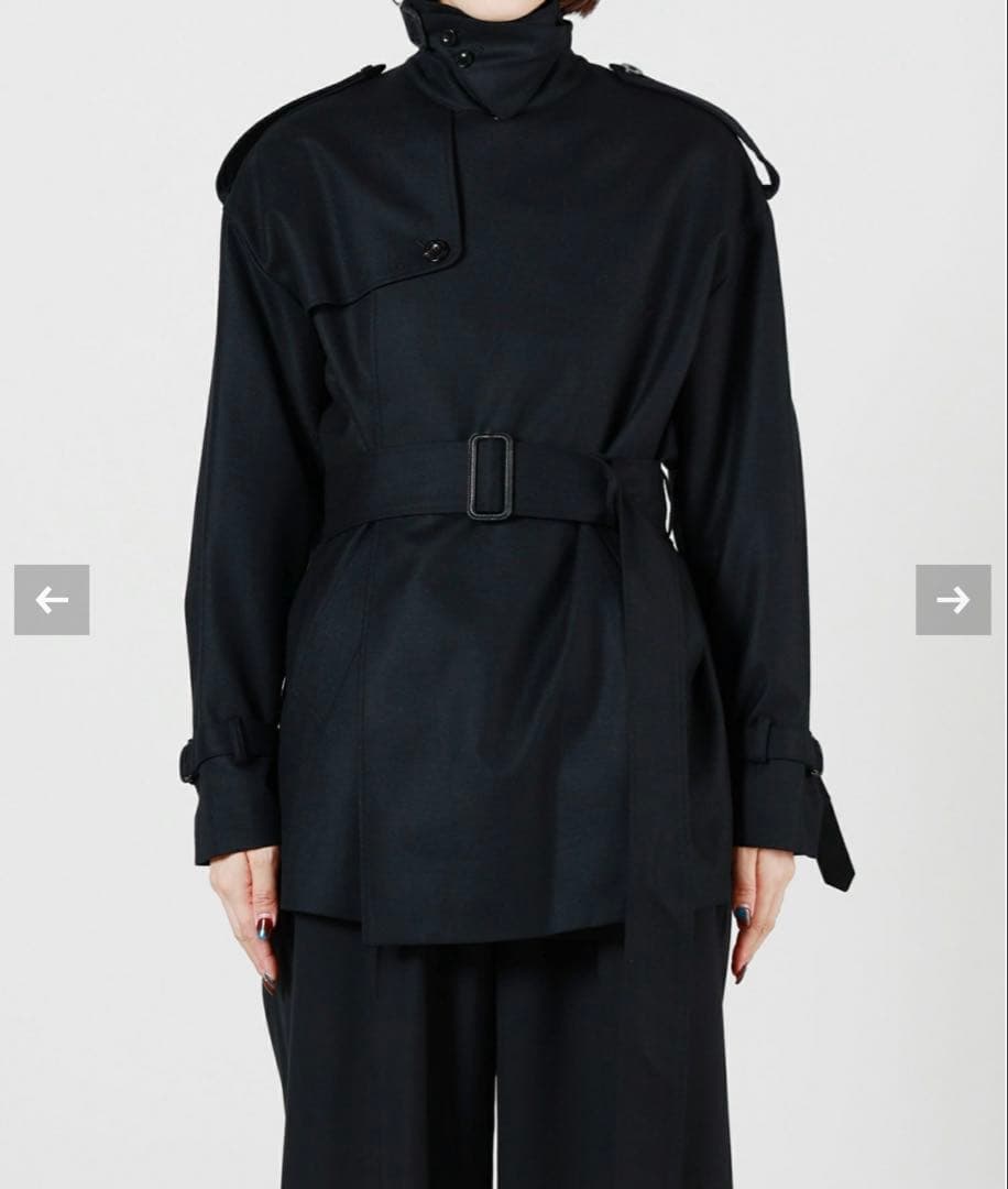 【HYKE(ハイク)】FLANNEL SHORT TRENCH COAT ベルト