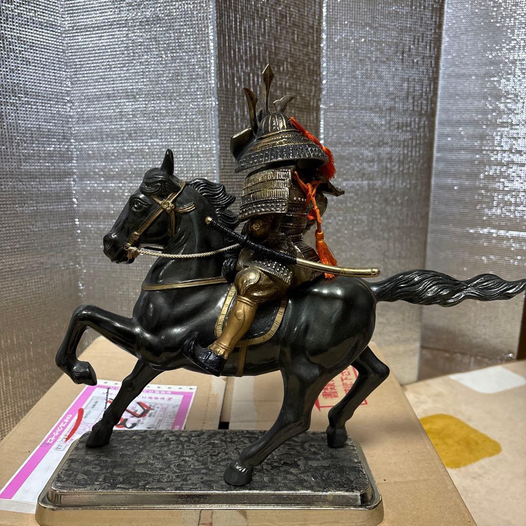 置物　楠木正成　馬上の武者　渡辺景秋作　七五三