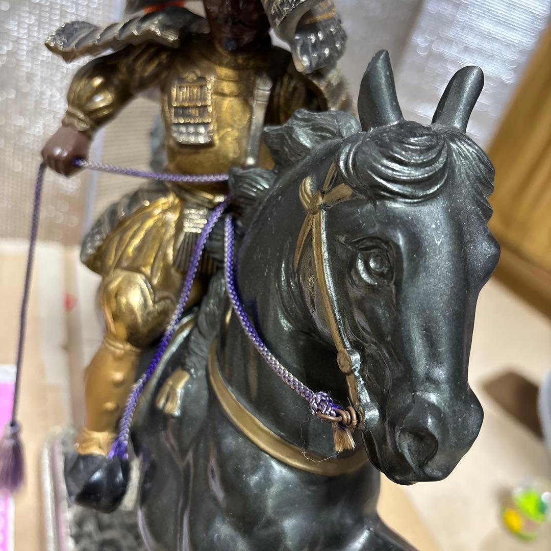 置物　楠木正成　馬上の武者　渡辺景秋作　七五三