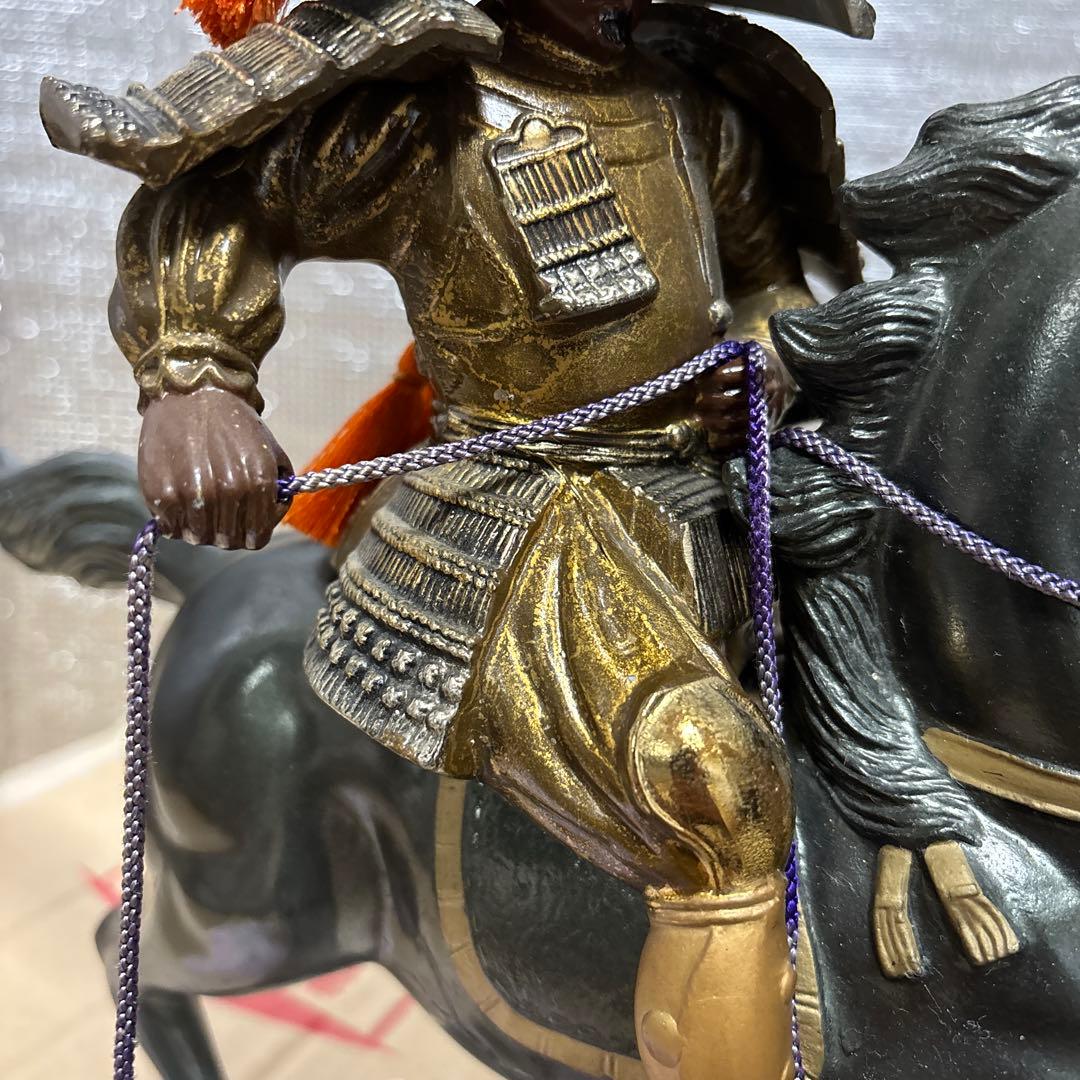 置物　楠木正成　馬上の武者　渡辺景秋作　七五三