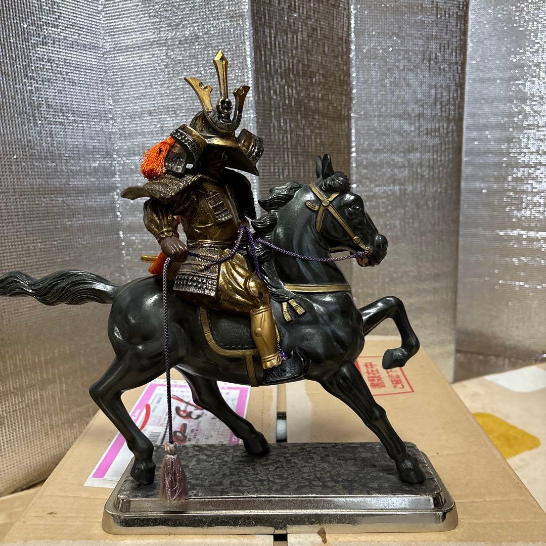 置物　楠木正成　馬上の武者　渡辺景秋作　七五三