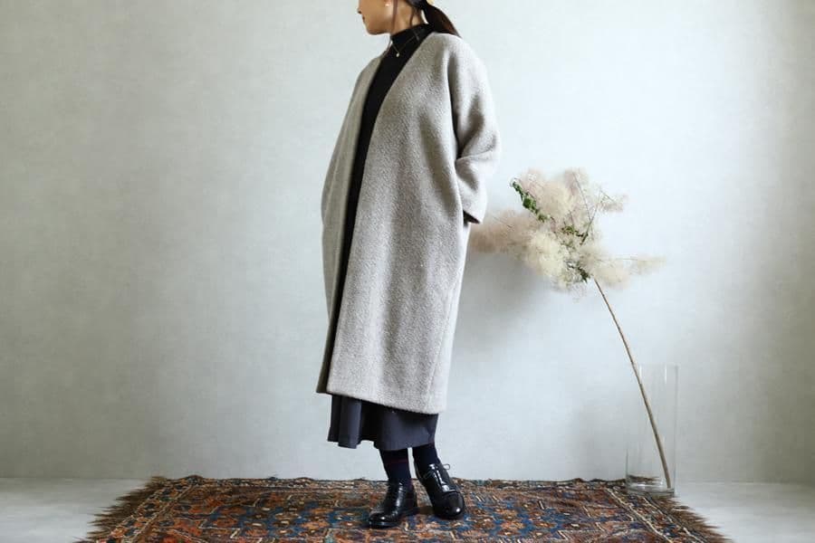s*i様 evam eva エヴァムエヴァ ウールツイードローブコート モカ 3