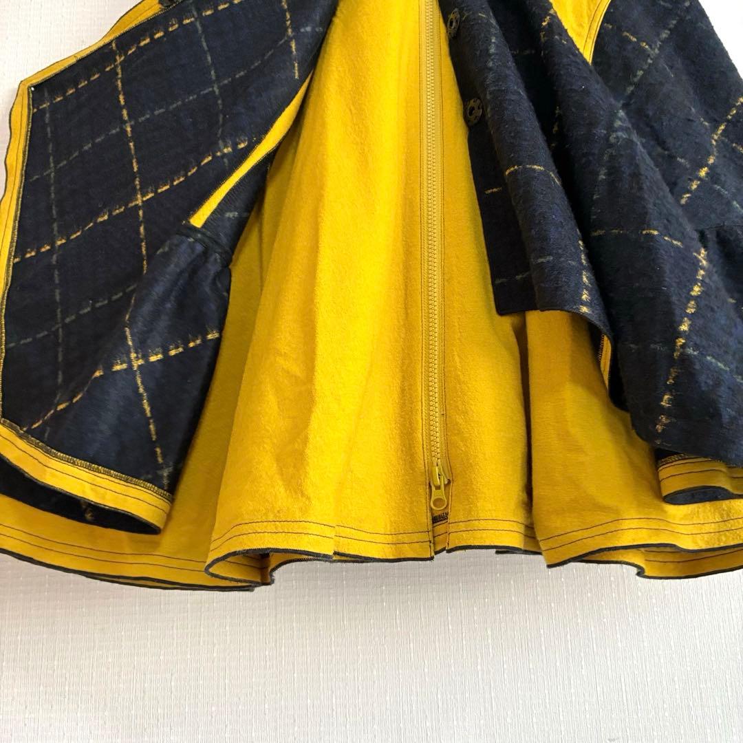 エイココンドウ 　ロングジレ　ワンピース　チェック柄　レース　秋冬　ジップアップ