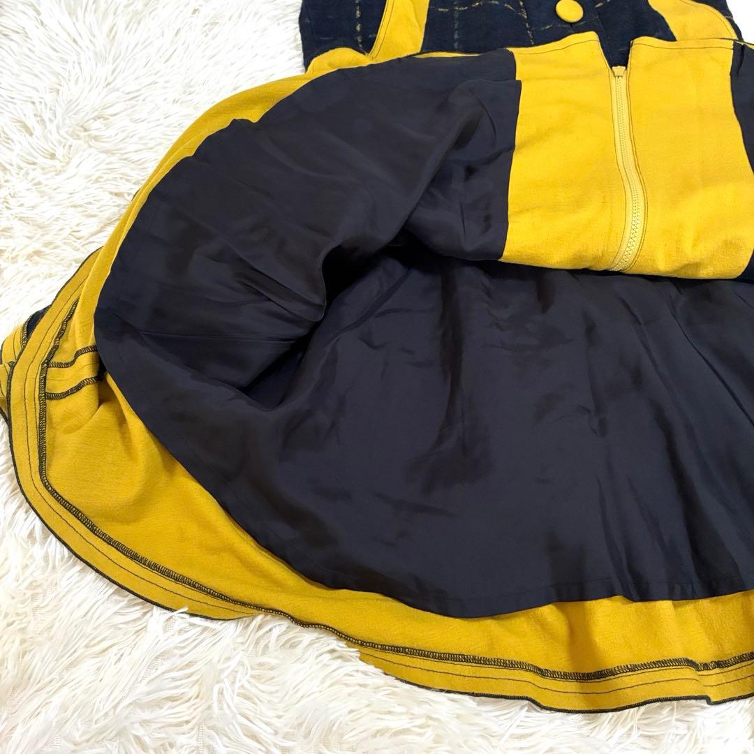 エイココンドウ 　ロングジレ　ワンピース　チェック柄　レース　秋冬　ジップアップ