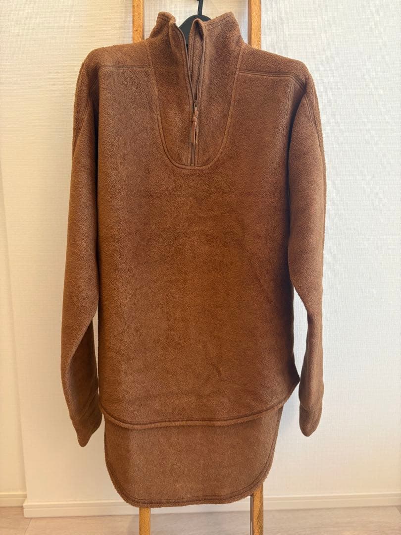 nowosブラウン フリース ハーフジップ トレーナー