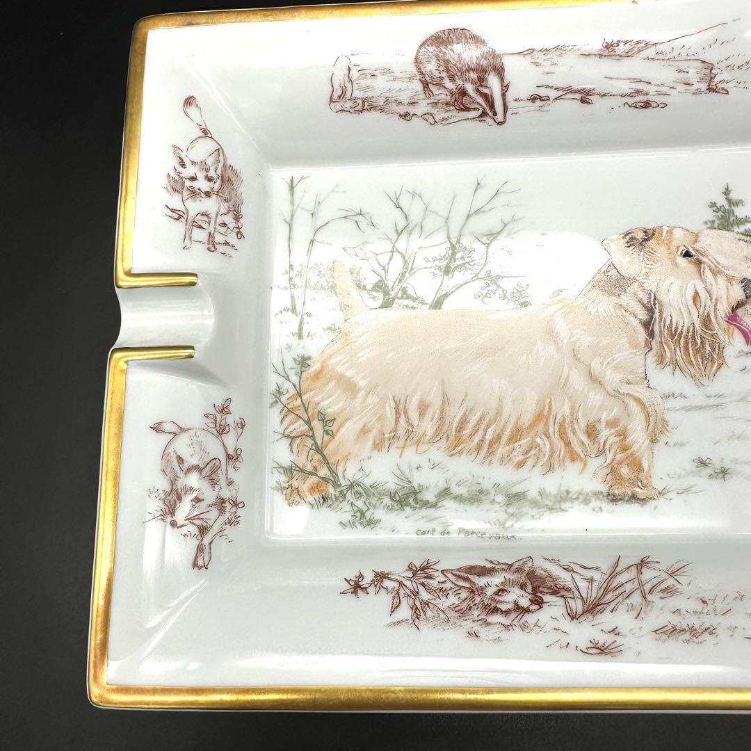 【美品】Hermes エルメス 置き灰皿 小物入れ テリア 狩猟犬 狩り