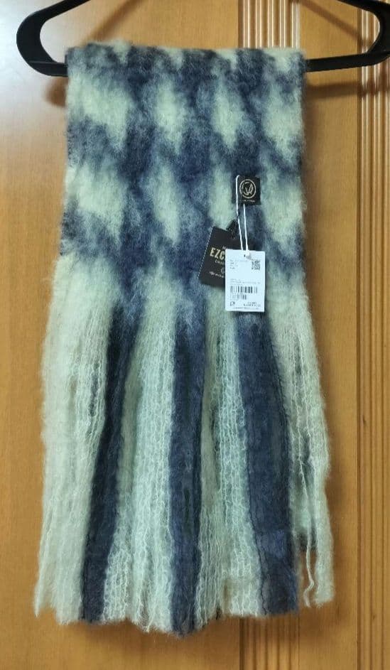 タグ付き未使用品　 マンタスエスカライ モヘヤマフラー 千鳥格子