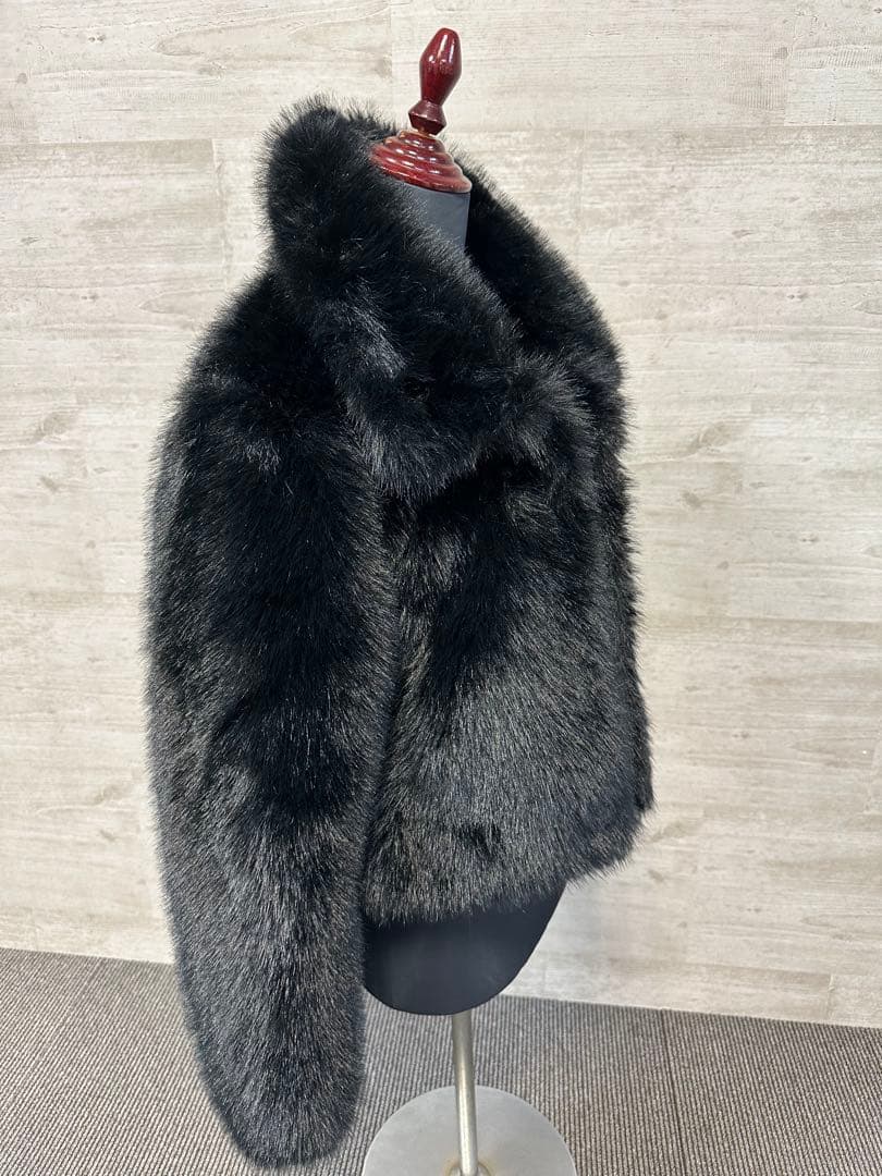 ZARA フェイクファーショートコート XS ブラック　ファーコート　ムートン