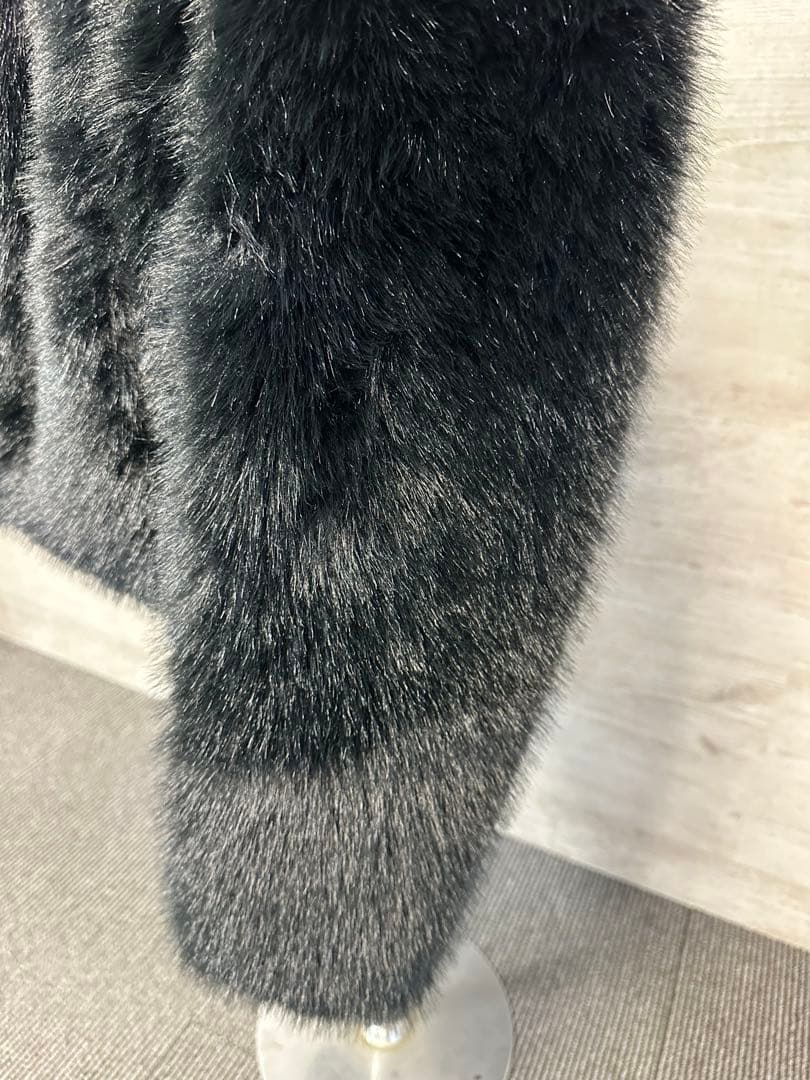 ZARA フェイクファーショートコート XS ブラック　ファーコート　ムートン
