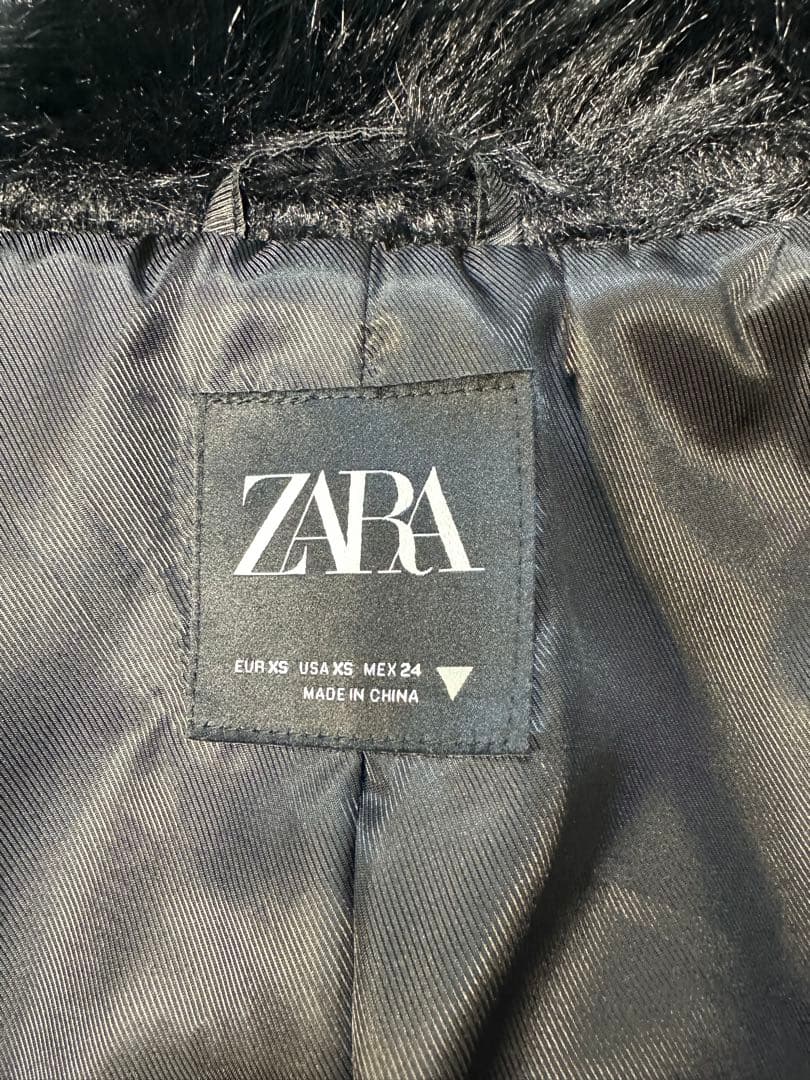 ZARA フェイクファーショートコート XS ブラック　ファーコート　ムートン