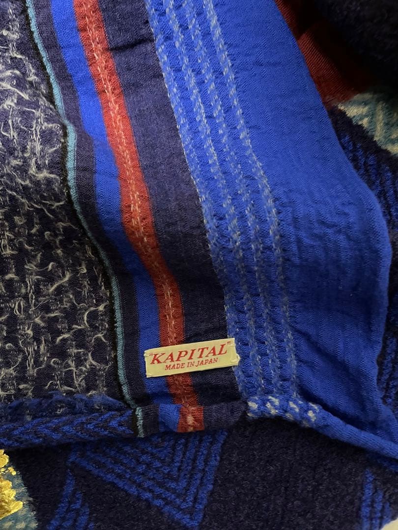 kapita 縮絨ウール　BOROパッチワークマフラー箔プリント