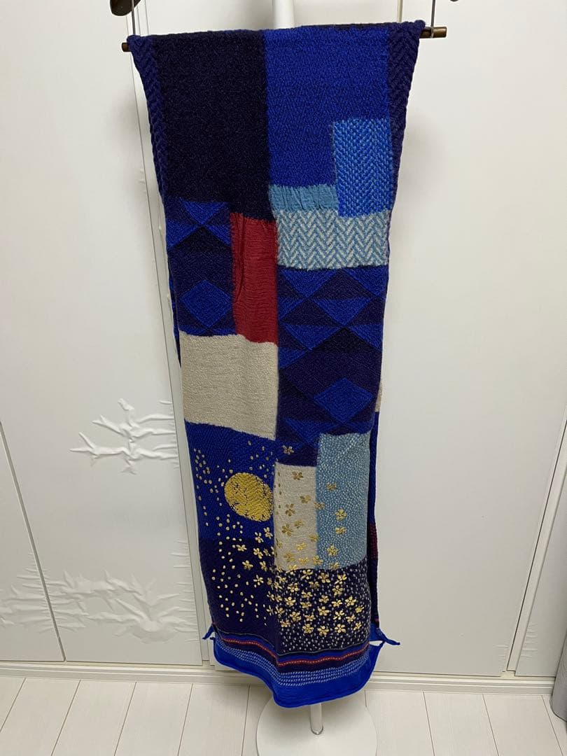 kapita 縮絨ウール　BOROパッチワークマフラー箔プリント