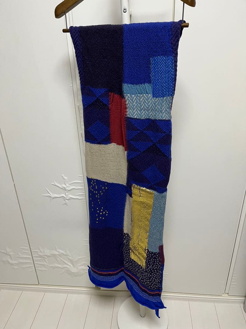 kapita 縮絨ウール　BOROパッチワークマフラー箔プリント