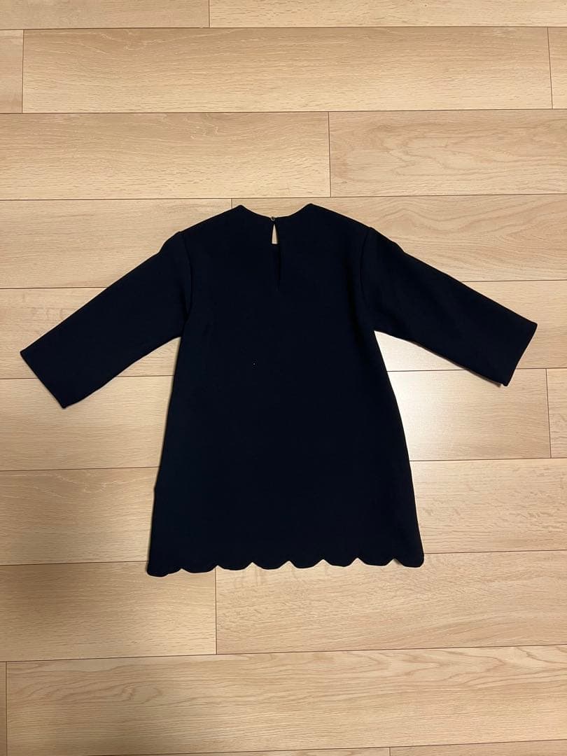 YOKO CHAN PETITE ロングスリーブパールヘムスカラップドレス　M