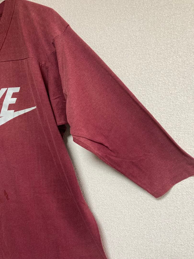80s ナイキ フットボール 7分袖Tシャツ サイズXL 紺タグ ヴィンテージ