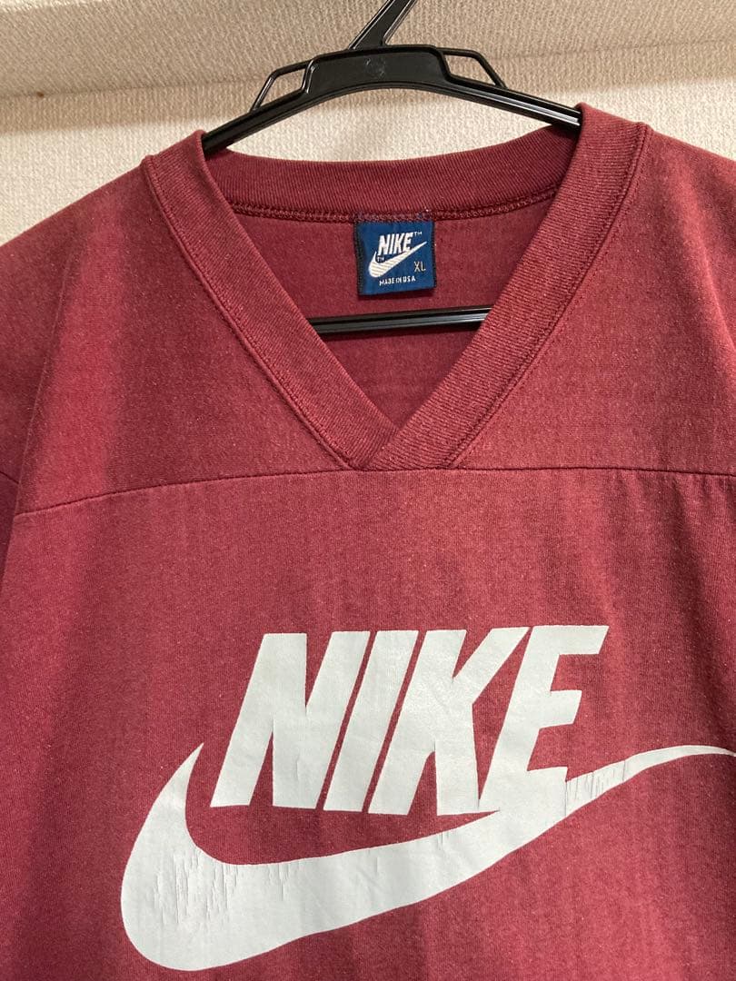 80s ナイキ フットボール 7分袖Tシャツ サイズXL 紺タグ ヴィンテージ