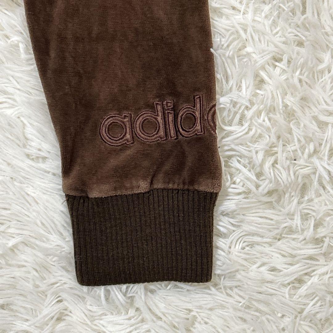 【T80】adidas ジャージ　ベロア　ブラウン セットアップ