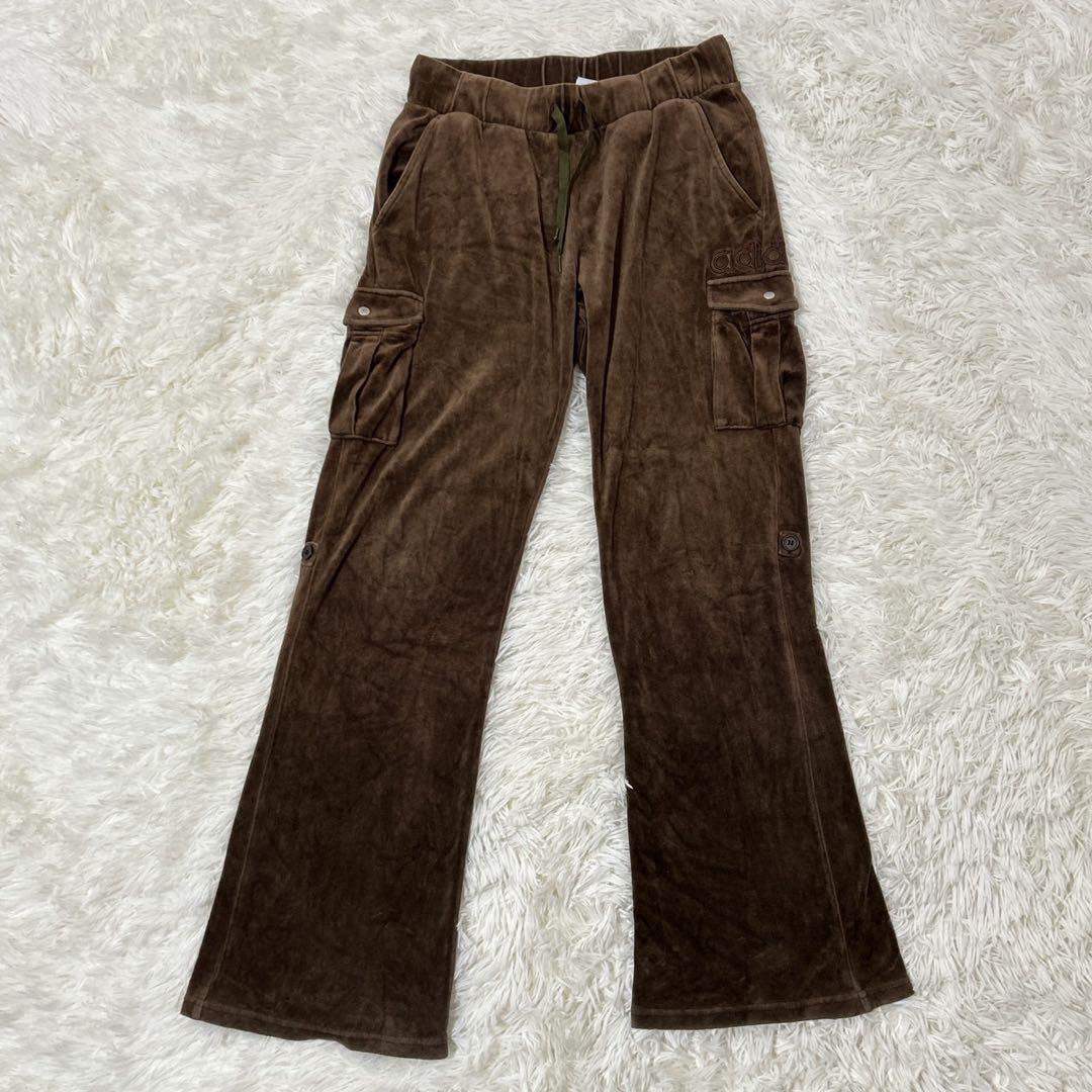 【T80】adidas ジャージ　ベロア　ブラウン セットアップ