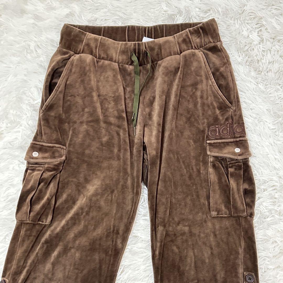 【T80】adidas ジャージ　ベロア　ブラウン セットアップ