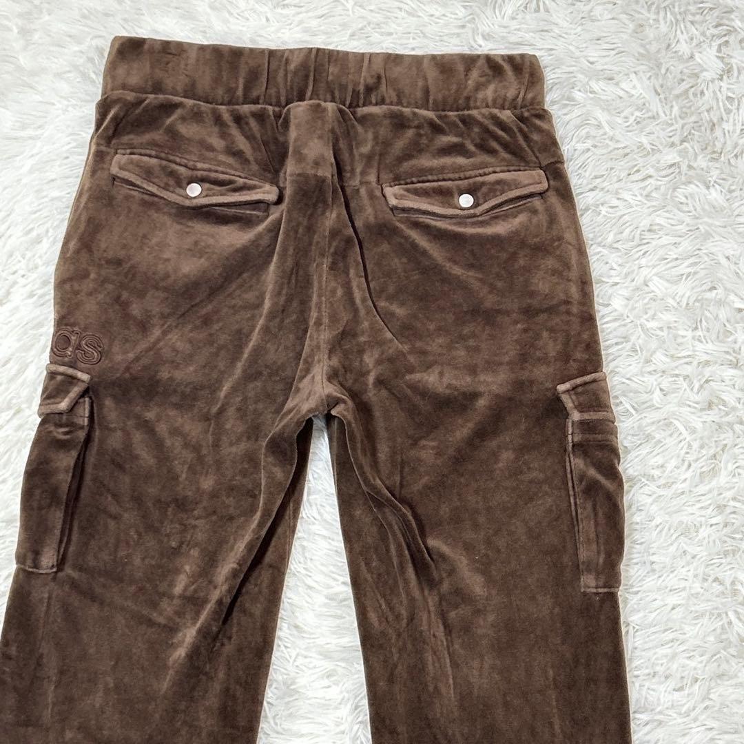 【T80】adidas ジャージ　ベロア　ブラウン セットアップ