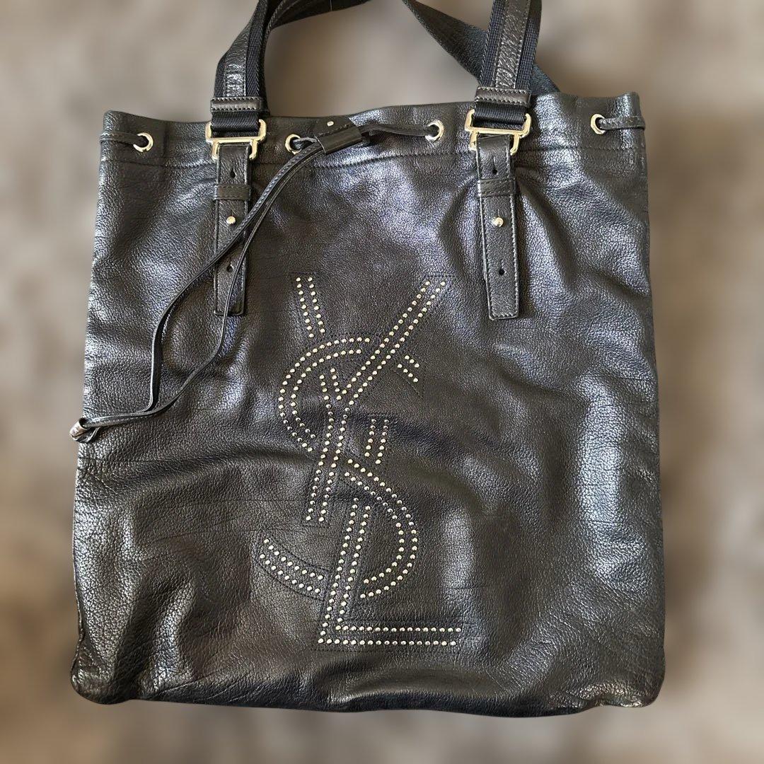 YSL ブラックレザートートバッグ