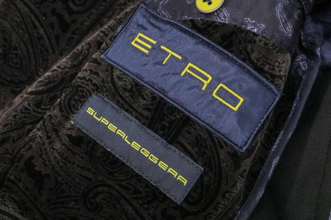 美品 エトロ メンズ セットアップ ジャケット 48 パンツ 46 ベルベット