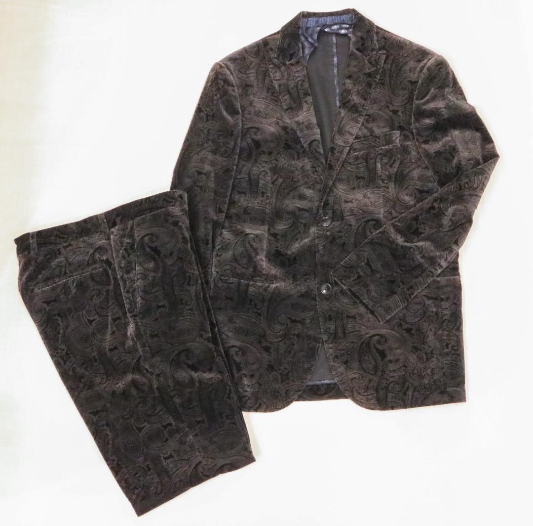 美品 エトロ メンズ セットアップ ジャケット 48 パンツ 46 ベルベット