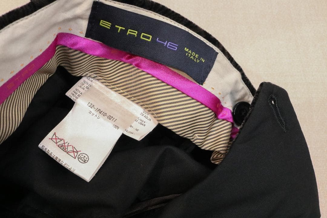 美品 エトロ メンズ セットアップ ジャケット 48 パンツ 46 ベルベット