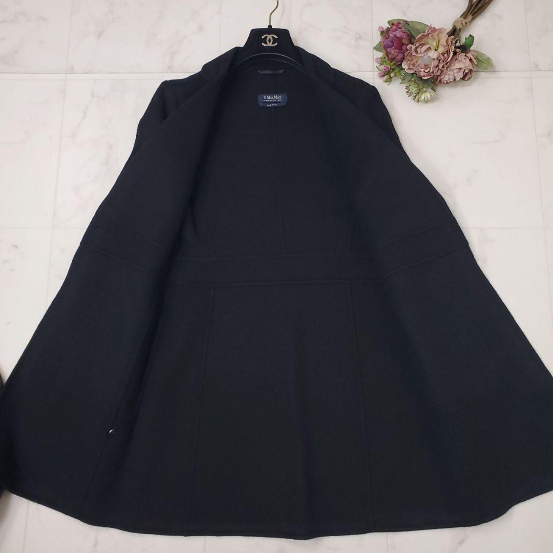 美品✨エスマックスマーラ クチートアマーノ アンゴラ混 チェスターコート 黒