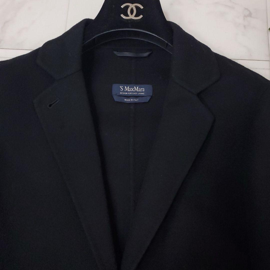 美品✨エスマックスマーラ クチートアマーノ アンゴラ混 チェスターコート 黒