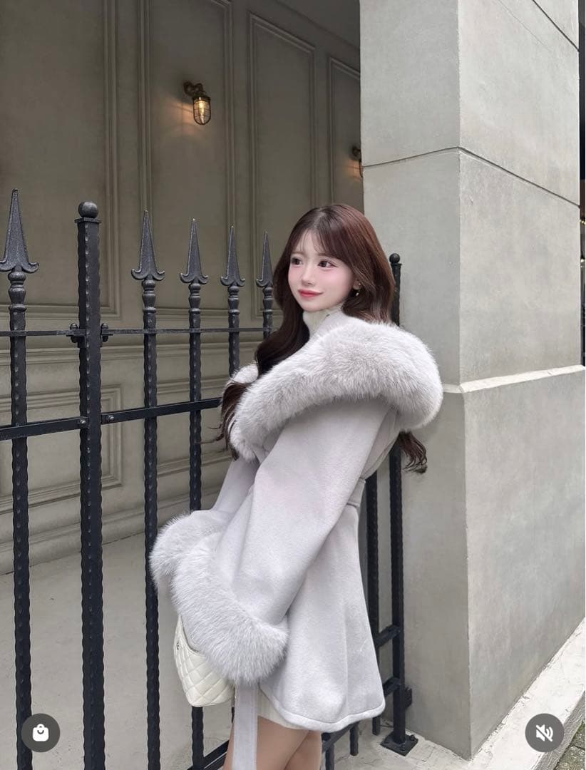 新品タグ付 ダーリッチ ウエストベルトプリンセスラインコート グレー FL