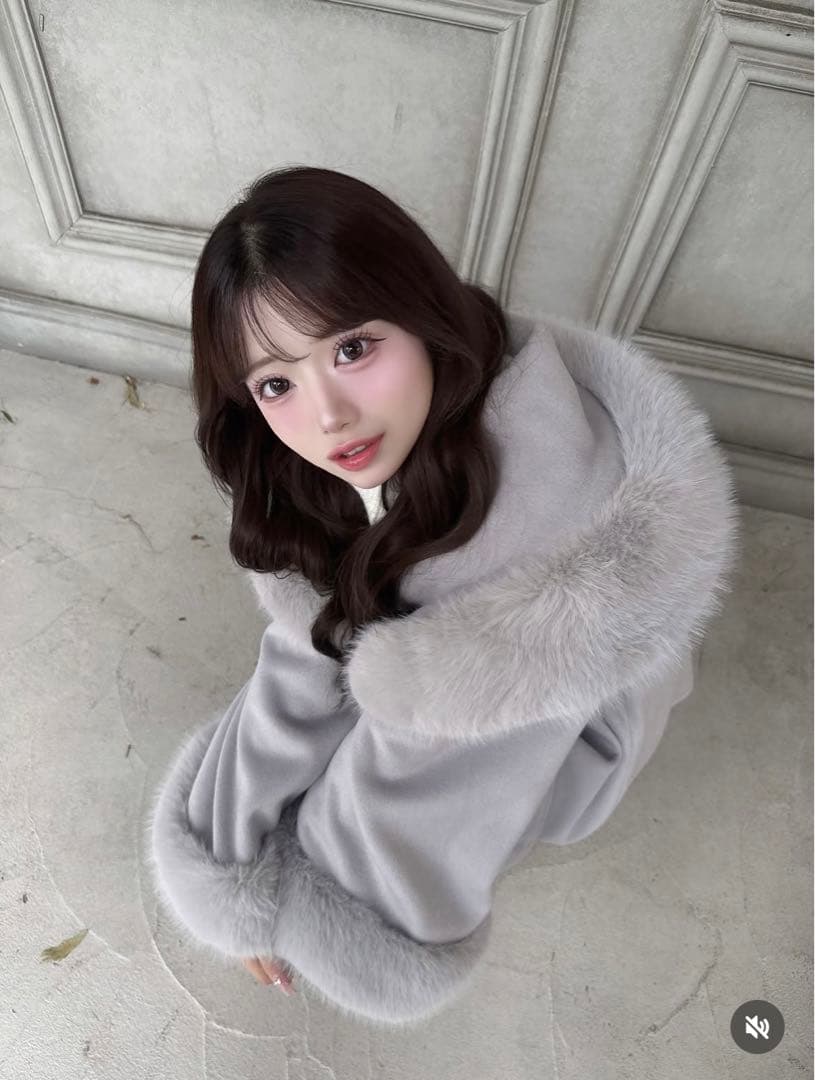 新品タグ付 ダーリッチ ウエストベルトプリンセスラインコート グレー FL