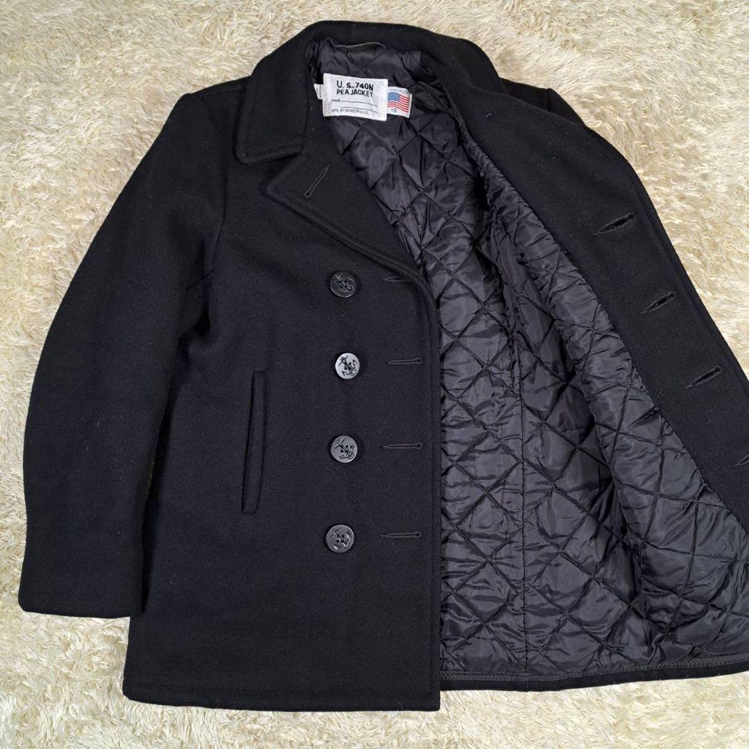 美品　ショット　USA ピーコート　キルティング　黒　サイズ18 ダブル