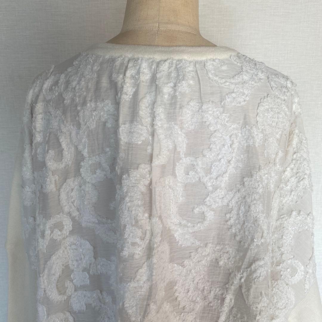 BEARDSLEY（ビアズリー） うしろジャガード ニットチュニック ホワイト