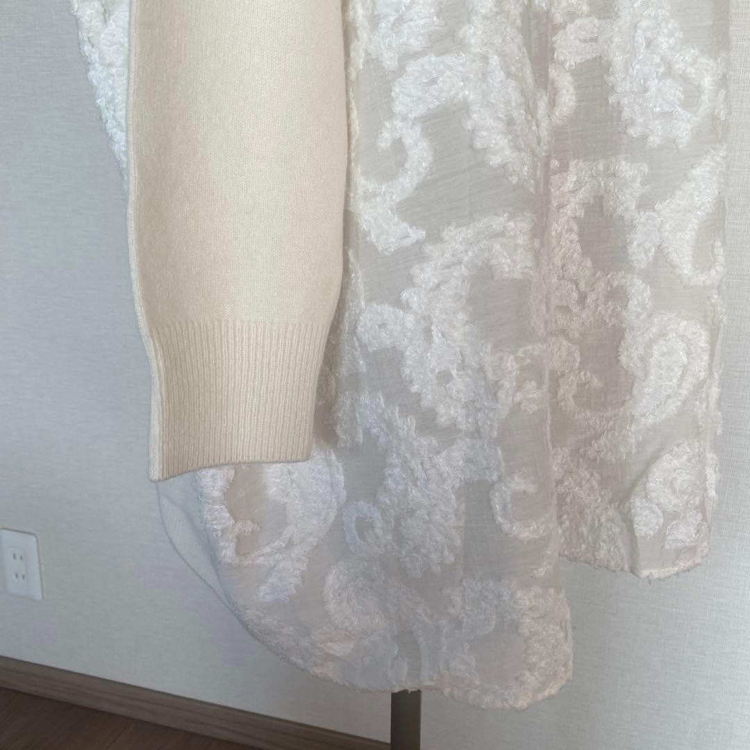 BEARDSLEY（ビアズリー） うしろジャガード ニットチュニック ホワイト