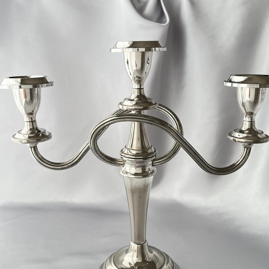 【英国】 パールのキャンドルスタンド トリプルホルダー【シルバープレート】