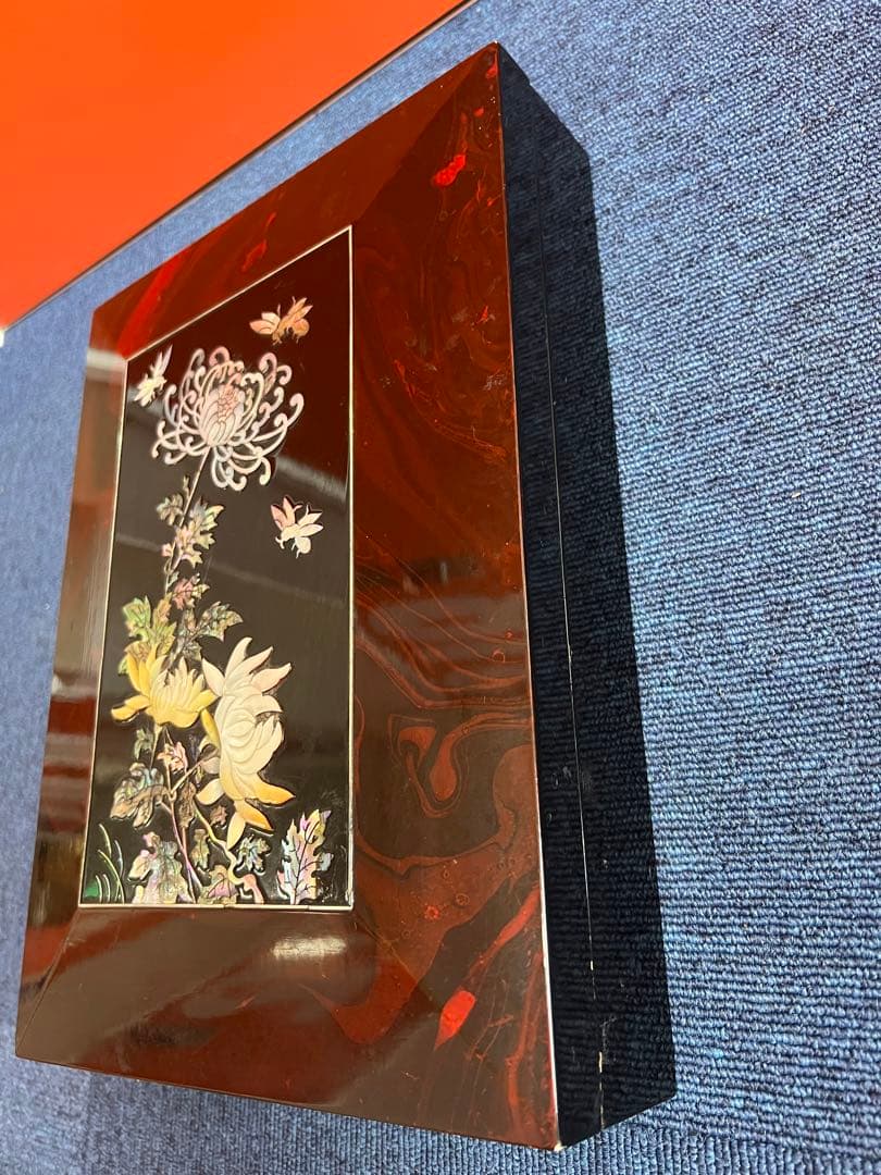 1194 小物入れ　螺鈿細工 　貝細工　木製　インテリア　木箱　美術品