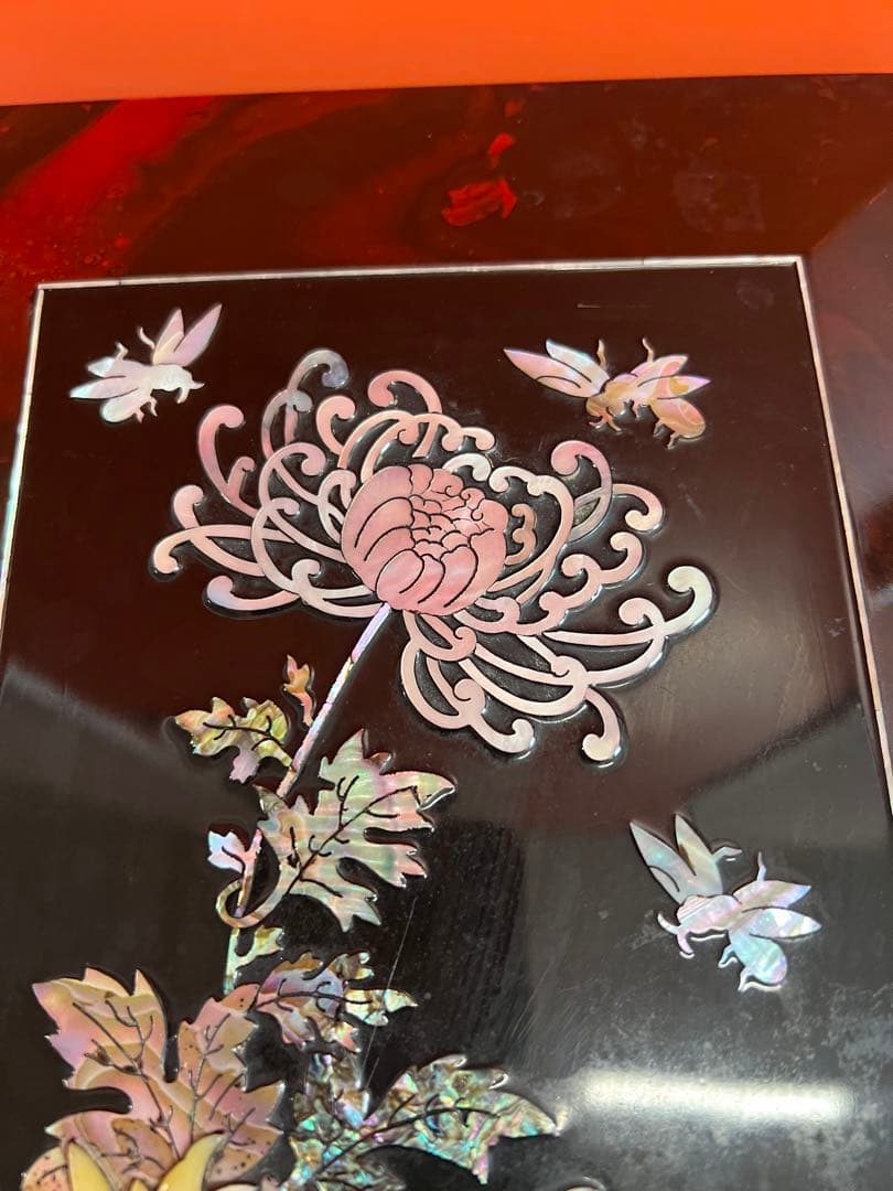 1194 小物入れ　螺鈿細工 　貝細工　木製　インテリア　木箱　美術品