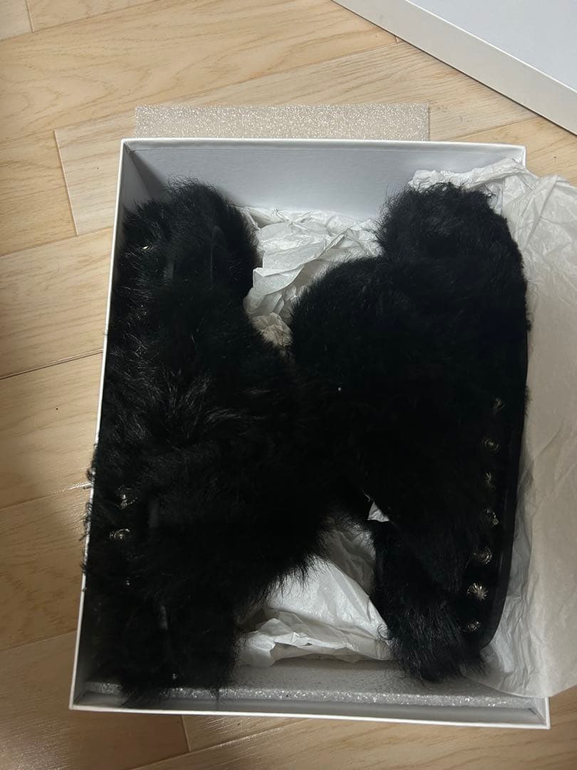 TOGA VIRILIS ブラックムートンファー サンダル 41 fur