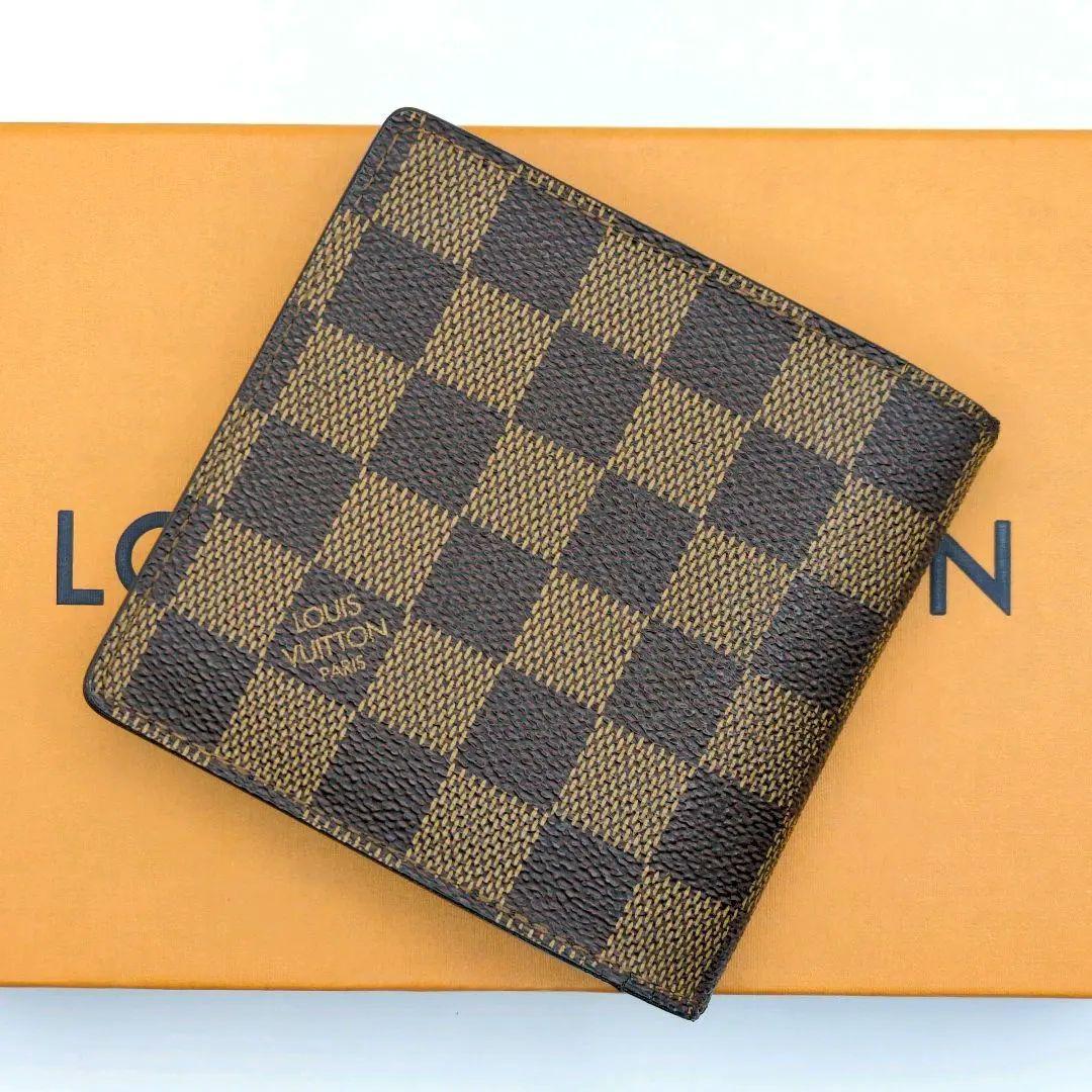 ルイヴィトン 二つ折り財布 ポルトフォイユ マルコ ダミエ