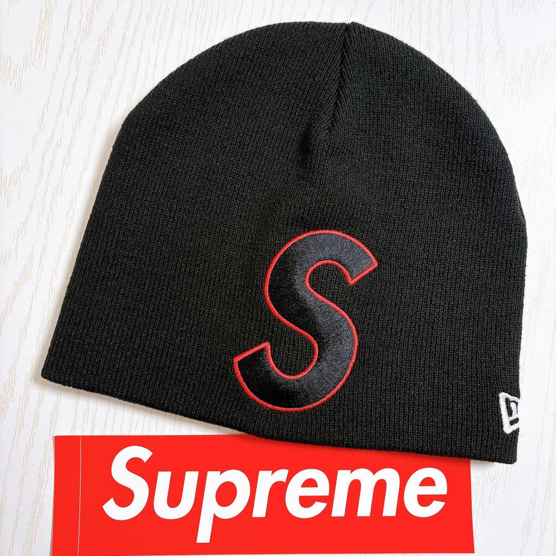 Supreme NEW ERA ニット帽　ビーニー　Sロゴ　ブラック　黒